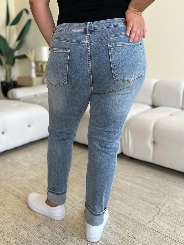 Judy Blue Full Size High Waist Cuff Hem Skinny Jeans - Image 2