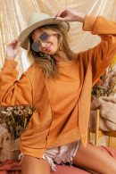 BiBi Exposed Seam Round Neck French Terry Sweatshirt