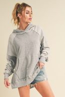 Aemi + Co Exposed Seam Side Slit Hoodie with Kangaroo Pocket