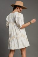 Umgee Full Size Embroidered Puff Sleeve Babydoll Dress Plus Size