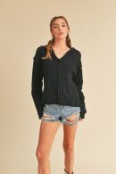 Aemi + Co Frayed Hem Exposed Seam Long Sleeve Hoodie