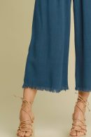 Umgee Full Size Linen Blend Elastic Waistband Wide Leg Pants Plus Size