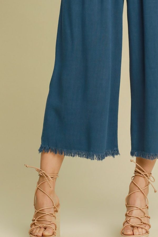 Umgee Full Size Linen Blend Elastic Waistband Wide Leg Pants Plus Size - Image 3