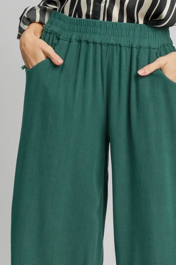 Umgee Full Size Linen Blend Elastic Waistband Wide Leg Pants Plus Size - Image 2