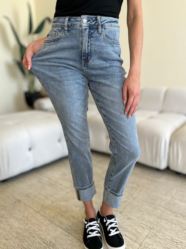 Judy Blue Full Size High Waist Cuff Hem Skinny Jeans - Image 8