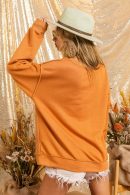 BiBi Exposed Seam Round Neck French Terry Sweatshirt