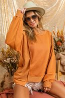 BiBi Exposed Seam Round Neck French Terry Sweatshirt