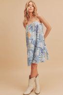 Aemi + Co Printed Ruffled Hem Square Neck Mini Cami Dress