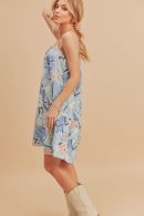 Aemi + Co Printed Ruffled Hem Square Neck Mini Cami Dress