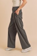 Aemi + Co High Waist Wide Leg Pants with Side Pockets